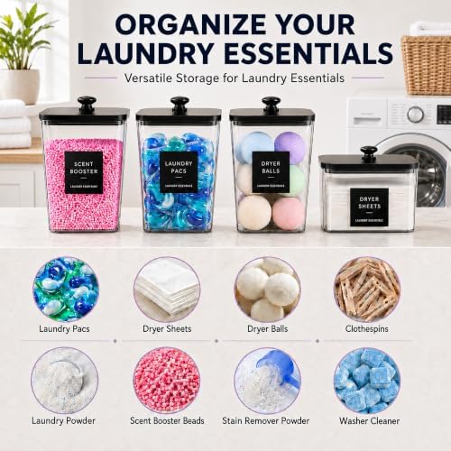 4 Pack Laundry Pods & Detergent Containers, Dryer Sheet Holder - Image 4