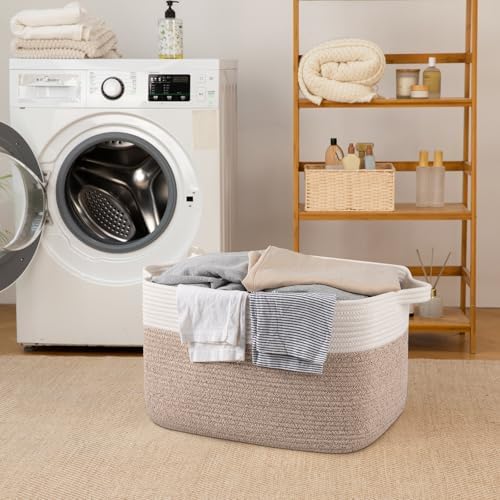 65L Large Woven Blanket Basket for Living Room, 19.7"x15.7"x11.8" - Image 7