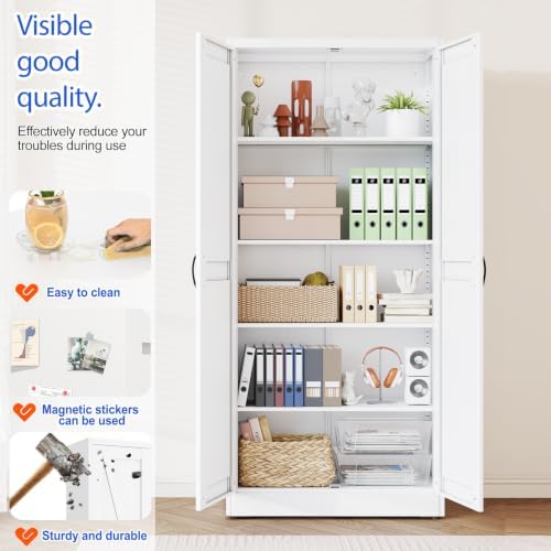 GAIOUS 71" Tall Kitchen Pantry Cabinet,White Cupboard,Metal Storage Cabinet - Image 4
