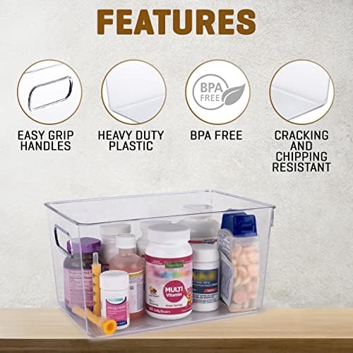 Clear Plastic Storage Bins, Pantry Organizers and Storage Containers Fridge Organizer Bins for Organizing Kitchen Cabinet Organizer Bin Bathroom Freezer Refrigerator Organization - Image 5