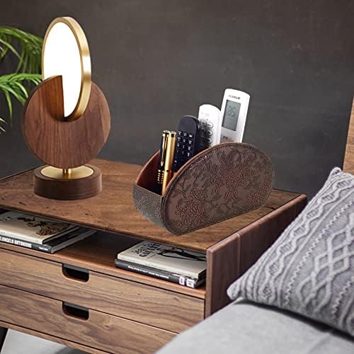 Leather Remote Control Holder TV Remote Caddy Store Box, Bedside Table Organizer for Controller, Media Player, Brush, Glasses, Note Paper and Pen Storage(Retro) - Image 7