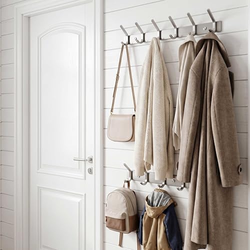 WEBI 2 Packs, Heavy Duty Stainless Steel 304 Hook Rail Coat Rack, Satin Finish, Great Home Storage & Organization for Bedroom, Bathroom, Foyers, Hallways - Image 2
