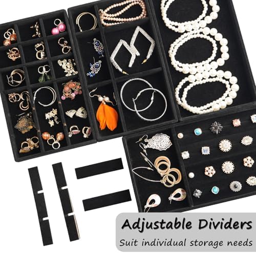 Jewelry Organizer Tray Set Of 8 Jewelry Trays For Drawers and Can Effectively Organize Jewelry Such As Rings, Earrings, Necklaces And Bracelets Jewelry Drawer Organizer (Black) - Image 5