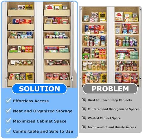 WelFurGeer Heavy-Duty Plywood Pull-Out Cabinet Drawers, 23" W x 22" D Pull Out Drawer for Cabinet, Smooth Slide-Out Shelves for Kitchen Cabinets, Durable Pullout Drawers for Home Kitchen Organization - Image 4