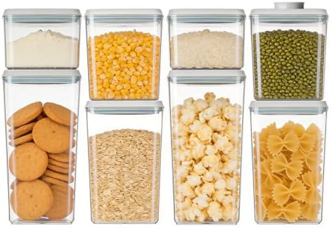 Airtight Food Storage Container with One-Touch Lid, 8-Piece Set (1.3, 2.1, 2.9, 3.6 QT* 2) Stackable Durable BPA-Free for Flour, Cereal & Complete Pantry Organization. by EQI
