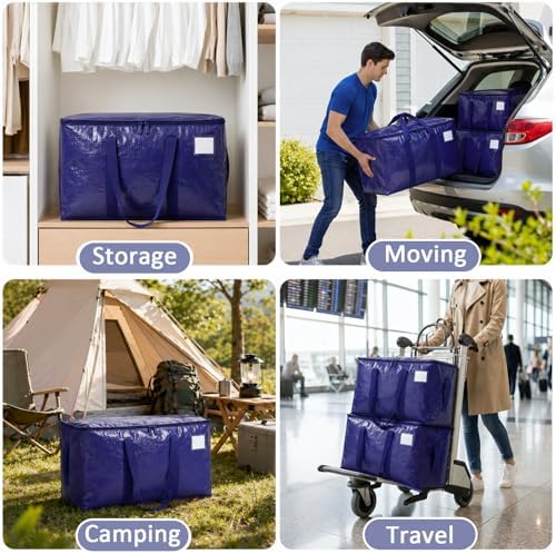 Songrey Extra Large Heavy Duty Moving Bags, 4 Pack, Dark Blue - Image 7