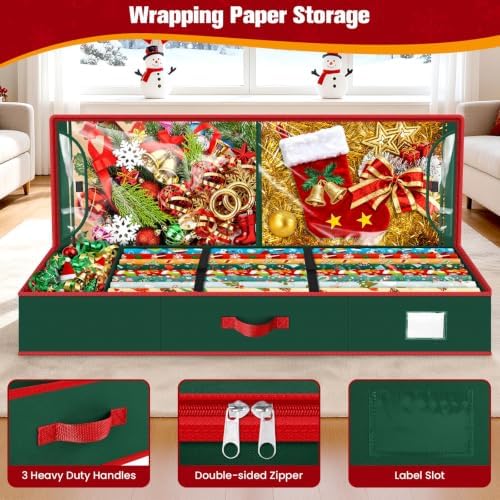 Wrapping Paper Organizer Storage, Christmas Wrapping Paper Storage, Green - Image 4