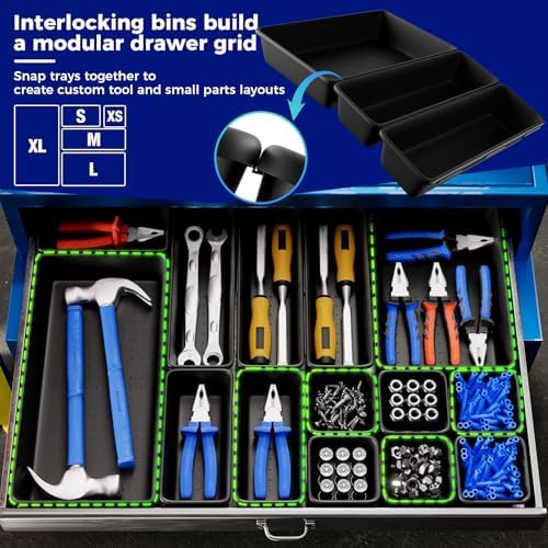 16 PCS Extra Small Parts Organizer Trays for Nuts, Bolts, Screws, Washers and Electrical Connectors, Desk Drawer Organzier Bins for Toolbox, Hardware Cabinet and Workbench (XS_16pcs_Black) - Image 5