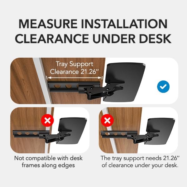 HUANUO Under Desk Keyboard Tray, 360 Degree Adjustable Mouse Platform - Image 4