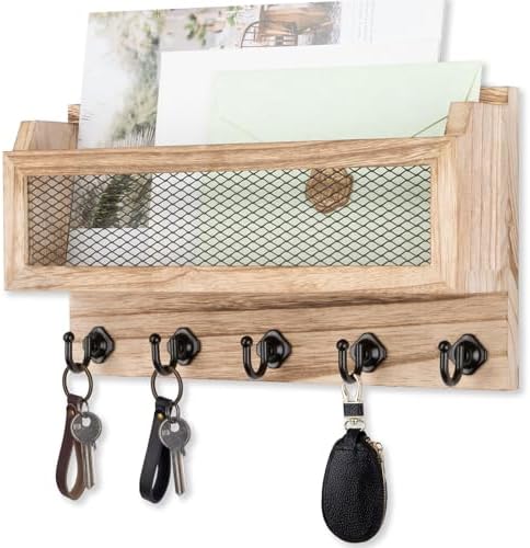 Nekon Mail and Key Holder for Wall Decorative, 11 Inch Mail Holder, Wood by NekonDesign