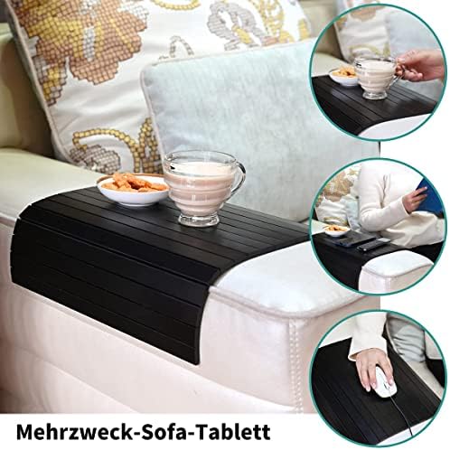 GEHE Sofa Arm Tray Table - Flexible/Foldable Couch Arm Table Perfect for Drink & Snacks (16.5" L x 13.25" W x 0.4" H, Black) - Image 3