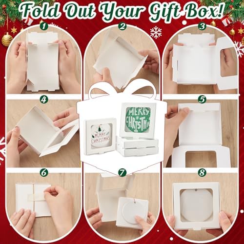 Dunzoom 25 Pcs Christmas Sublimation Blanks Ornament Gift Box, White - Image 3
