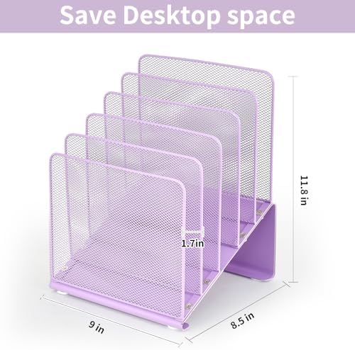 LEKETREE Purple File Organizer for Desk, Desk Organizer with 5-Section Vertical File Rack, File Folder Organizer (Purple) - Image 6