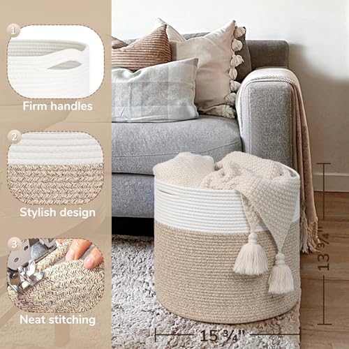 Goodpick Woven Rope Basket for Blankets Fit Nursery & Living Room, 45L - Image 3