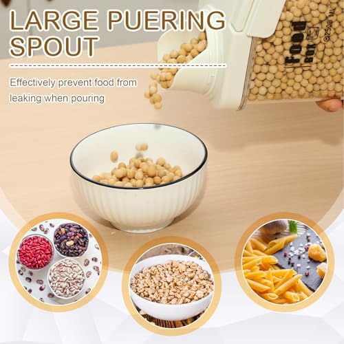 Blushtier 4 PCS Cereal Containers Storage 2.5L Airtight Large Dry Food Containers with Pouring Spout Cereal Storage Dispenser Measuring Cup for Flour and Baking Supplies, White - Image 3