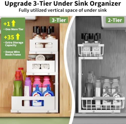 Under Sink Organizer,3-Tier Heavy Duty Pull out Cabinet Organizer Shelf - Image 2