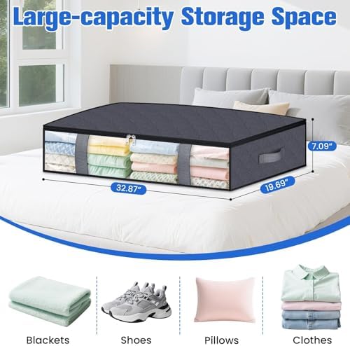 TasticTotes 2 Pack Under Bed Storage Containers, 75L Blanket Storage Bags - Image 2