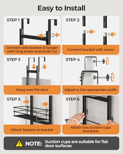 6-Tier Narrow Pantry Door Organizer,Over the Door Pantry Organizer,Black - Image 6