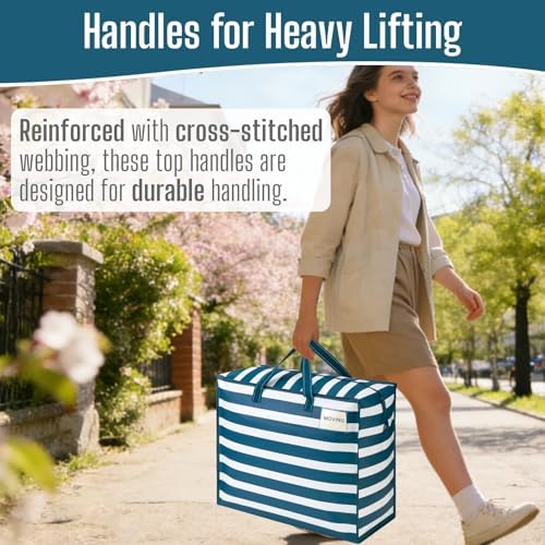 VENO Heavy Duty Moving Bags, 22 Gallon, Classic Navy Stripe, 4 Pack - Image 4