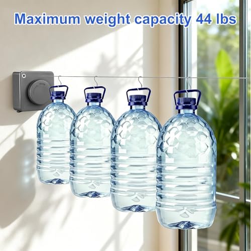 15.7Ft Retractable Clothesline Indoor Outdoor is Also an Anti-sag Clothes line for Indoors, Stainless Steel Wire Retractable Laundry Line for Drying Clothes, with 10 Windproof Clips (Gray) - Image 4