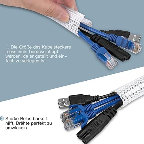 AGPTEK Cable Sleeve, 20ft - 4/5 inch Cable Management Cord Hider, White - Image 3
