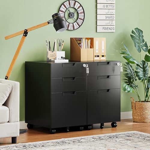 Letaya 3 Drawer Mobile File Cabinet with Lock,Under Desk Metal Small Filing Cabinets for Home Office Organizer Letters/Legal/A4(Fully Assembled Except Wheels-Black) - Image 2