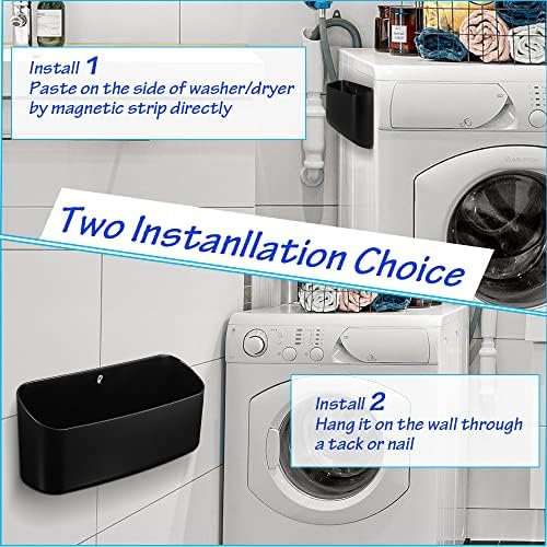 Picowe Magnetic Laundry Storage, Large Lint Holder Bin for Laundry Room, Space-Saving Trash Container Hanging on Dryer, Washer or Wall Mount Trash Bin, M - Black - Image 3