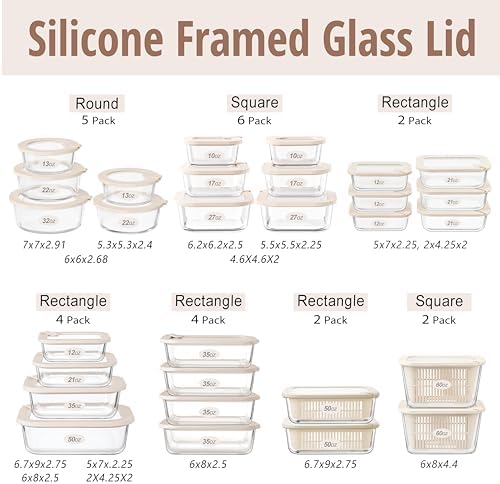Urban Green Glass Food Storage Containers with Glass Lids, Microwave Safe Food Container Set, Aitight Meal Prep Container Set, BPA Free, 2 extra Colanders, LeakProof, 2 Pack of 60oz - Image 2