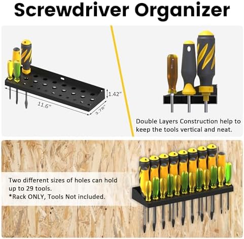 UNITEDPOWER Wall Mount Hand Tool Storage Set, Screwdriver Organizer, Pliers Holder, Hammer Rack, Metal Hardware Tray for Garage Workshop Workbench - 4 Pack - Image 2