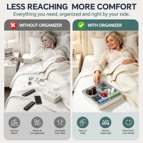 Couch Cup Holder Tray, Anti-Spill Couch Caddy, Black-White - Image 2