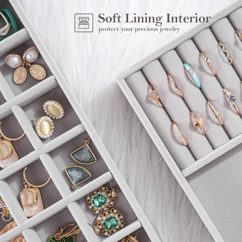 ProCase Stackable Jewelry Organizer Trays for Drawers, Jewelry Drawer Inserts Container Display Case Storage for Earring Necklace Rings Bracelet with Removable Dividers -Grey, 6 Layers - Image 5