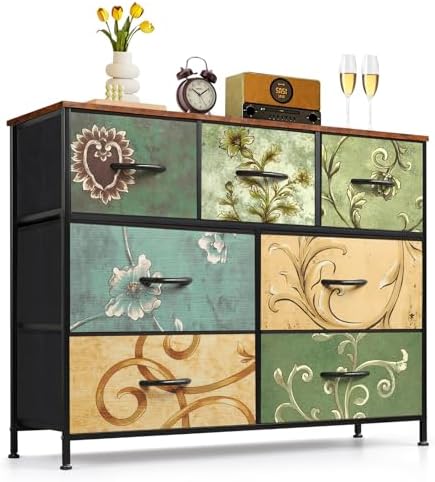 7-Drawer Dresser for Bedroom, Anti-Tip Wide Storage Organizer Fabric by SageNest