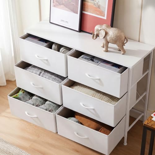 DUMOS 6 Drawer Dresser for Bedroom, Wide Storage Chest of Drawers Cabinet - Image 4