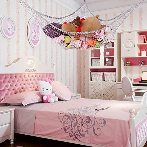 LXUNYI Stuffed Animal Hammock, Large Mesh Toy Net Stuff Animal Net Hammock Wall Corner Hanging Plush Animal Storage Net Organizer (Light Gray, 70 inch) - Image 7