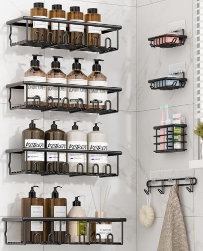 8 Pack Adhesive Bathroom Holders & Dispensers for Kids & Adults, Black by Unknown