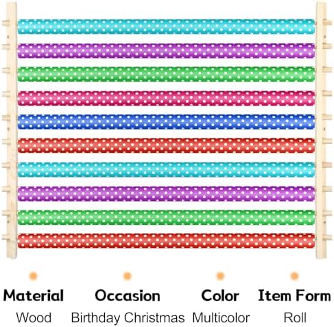 Kigley 10 Tier Ribbon Holder Organizer Rack Wood Wrapping Paper Display - Image 6