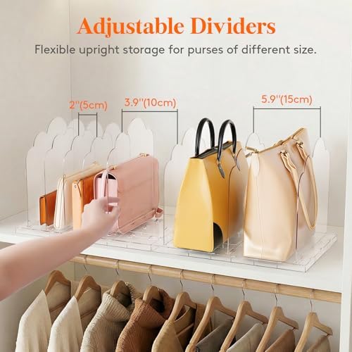Lifewit Purse Organizer for Closet, 9.7" Tall Clear Handbag Shelf Dividers - Image 5