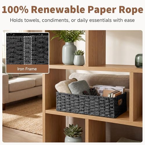 StorageWorks Toilet Basket Tank Topper, Bathroom Basket Organizer, Black - Image 4
