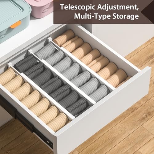 4 Pack Bamboo Drawer Dividers 17-22" Adjustable Kitchen Organizer, White - Image 5