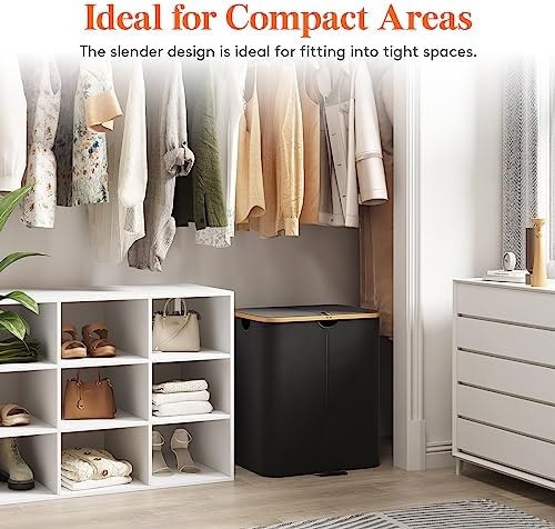 Lifewit 120L Double Laundry Hamper with Lid and Removable Bag, Black - Image 5