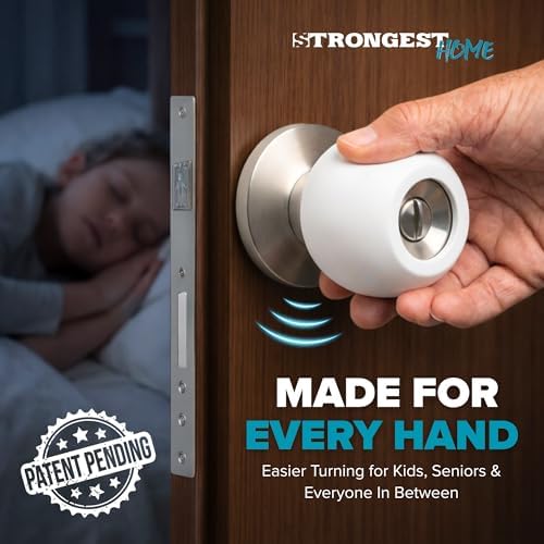 STRONGEST HOME White Silicone Door Knob Cover & Wall Protector – Soft Rubber Handle Grip for Arthritis Support and Quiet Damage Prevention (4 Pack) - Image 4