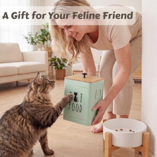 PERFNIQUE Cat Food Storage Container, Airtight Cat Treat Container with Bamboo Lid, Pet Food Storage for Kitchen Countertop, Treat Jars for Pets, Cat Food Container (Sage Green, with Spoon) - Image 4