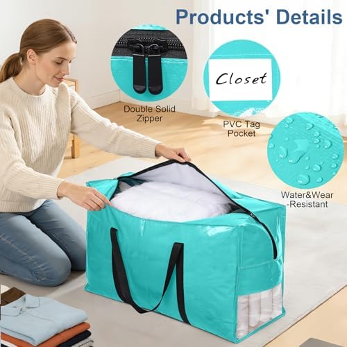 3Pcs Extra Large Heavy Duty Moving Bags with Reinforced Zippers & Handles - Image 3