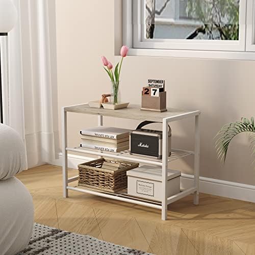 HOMEFORT 3-Tier Shoe Rack, Shoe Storage Shelf, Industrial Shoe Tower, Narrow Shoe Organizer for Closet Entryway, Small Shoe Rack Table with Durable Metal Shelves, White Oak - Image 5