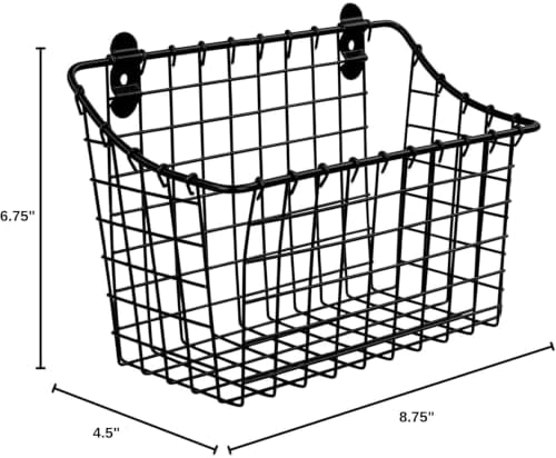 Spectrum Large Wall Mounted Wire Basket Matte Black Kitchen Wall Mount Organizer Storage Basket, Wire Basket for Bathroom Pantry Organization, Wall Mount Hanging Wire Caddy for Modern Kitchen - Image 2
