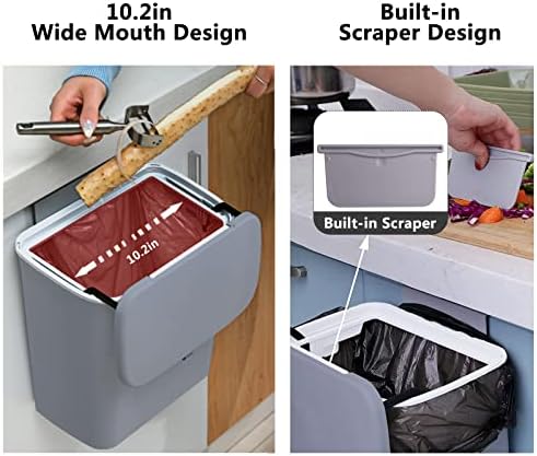 TOPROAD Kitchen Hanging Trash Can, 2.4 Gallon Wall Mount Bin with Lid - Image 3