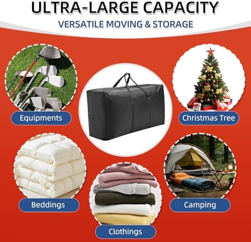 Extra Large travel duffel bag with Strong Handles, 230L Waterproof duffel bag, Durable Zippers, Extra Large Storage Totes for Space Saving and Moving Supplies, Black - Image 5