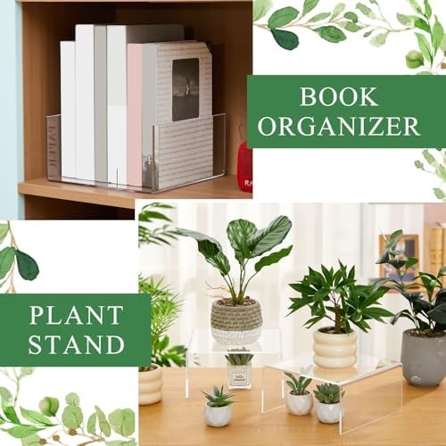 RattanView 2 Pcs 9 x 9 x 4.5'' Clear Square Acrylic Shelf Riser, 5mm Thick - Image 3