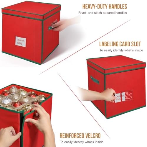 Premium Christmas Ornament Storage Box Keeps 64 3" & 4 Individual Trays ﻿ - Image 6