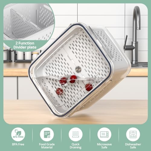 Anysig 8 Pack Fridge Fruit Storage Containers with Removable Colander - Image 2